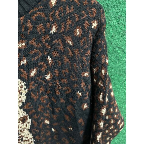 Vintage Basic Editions Cheetah Leopard Pattern Turtleneck Knit Sweater USA Made - Picture 7 of 12